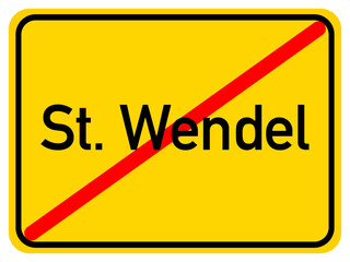 Illustration of a city exit sign for the city of St. Wendel