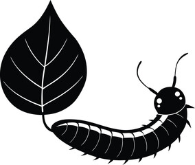Silhouette of inchworm looping on leaf | Small worm arching on leaf silhouette