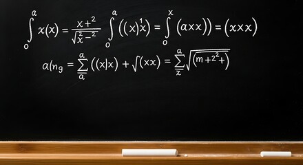 Mathematical Formulas on Chalkboard with Wooden Frame Academic Equations for Education and Problem Solving Scientific Learning Background