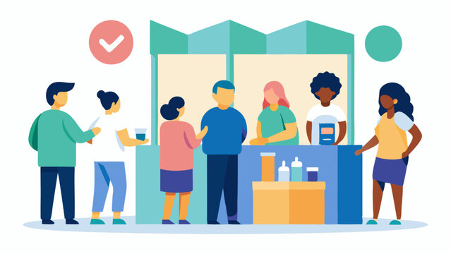 Community Awareness Event A scene depicting a community health fair where people learn about salivabased genetic testing with informational booths and enthusiastic participants.