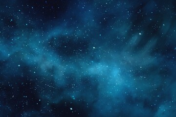 Fototapeta premium Starry sky background, blue night sky full of stars, glowing stars in the dark space, starry background, dark night, stars in the distance, starlight, dark background with a blue glow, night sky. 