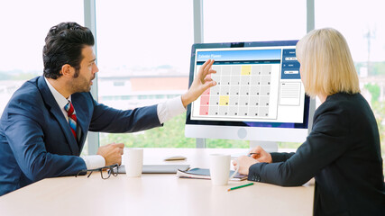 Calendar on computer software application for modish schedule planning for personal organizer and online business