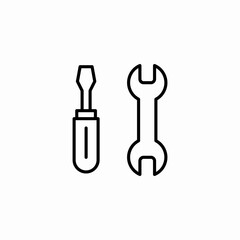 tools screwdriver wrench icon sign vector