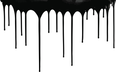 Vector art of black paint dripping isolated on white background, vector design element