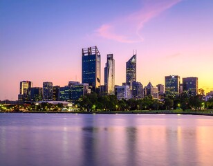 City skyline at twilight