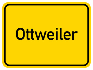 Illustration of a city entrance sign for the city of Ottweiler
