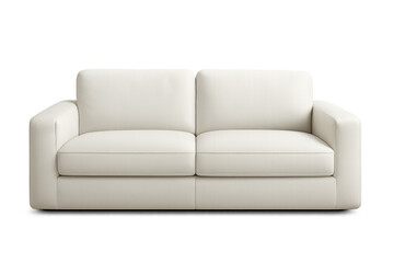Comfortable white sofa isolated on transparent background, perfect for interior design projects and visualizations