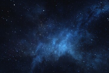 Obraz premium Starry sky background, blue night sky full of stars, glowing stars in the dark space, starry background, dark night, stars in the distance, starlight, dark background with a blue glow, night sky. 