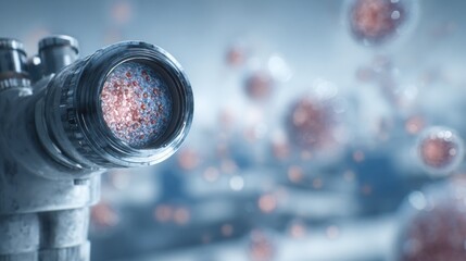 Detailed retinal scan showing tumor formations prominently with a softly blurred clinic setting behind promoting awareness for regular eye screenings to detect internal diseases.