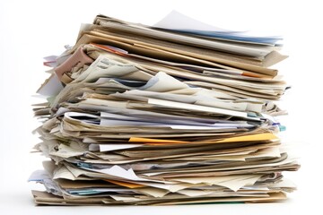 Large stack of messy paperwork