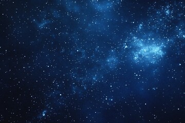 Obraz premium Starry sky background, blue night sky full of stars, glowing stars in the dark space, starry background, dark night, stars in the distance, starlight, dark background with a blue glow, night sky. 
