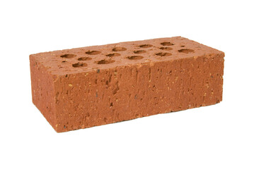 Red perforated house brick isolated on a white background