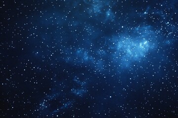 Naklejka premium Starry sky background, blue night sky full of stars, glowing stars in the dark space, starry background, dark night, stars in the distance, starlight, dark background with a blue glow, night sky. 