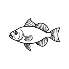 Cute Fish Vector Illustration - Simple Line Art EPS Design