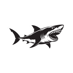 Obraz premium Shark with Open Mouth Vector - Aggressive Predator EPS Clipart