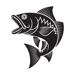 Fierce Fish Vector Logo - Sport Fishing Icon EPS Design