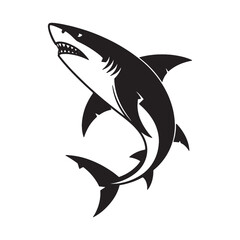 Shark Vector Silhouette - Sea Predator Icon EPS Clipart
