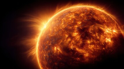 The sun ablaze, a celestial body of fire and intense solar energy.