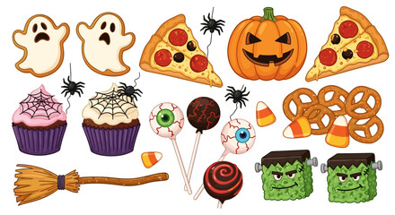 Festive Halloween treat spread with fun spooky themed decorations