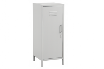 Metal locker standing isolated, storing clothing and gear securely with sleek silver finish and robust construction
