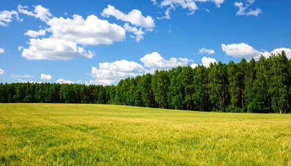 Golden field meets blue sky