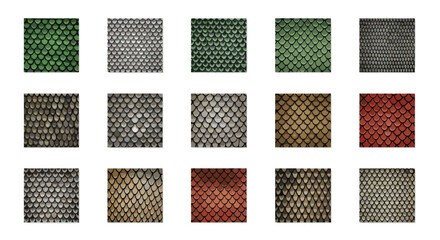 Assorted textured tiles displaying a spectrum of diverse colors on white