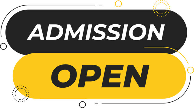 Modern Admission Open Banner – Bold Yellow and Black Label for Educational Enrollment Campaigns