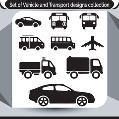 Fototapeta premium Vehicle and Transport Icons Collection Diverse Set of Transportation Modes Represented with Simple Black and White Pictograms Graphic Resource