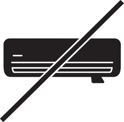 Air Conditioner Crossed Out Silhouette on Transparent Background - No Cooling System