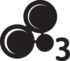 Black Ozone Icon with Chemical Formula on Transparent Background for Scientific Design Projects