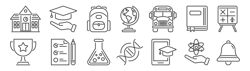 School and education line vector icon set
