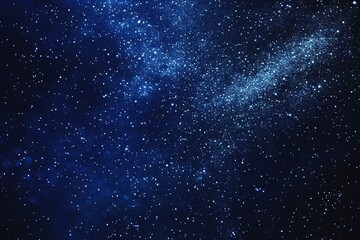 Fototapeta premium Starry sky background, blue night sky full of stars, glowing stars in the dark space, starry background, dark night, stars in the distance, starlight, dark background with a blue glow, night sky. 