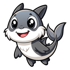Cute cartoon shark swimming happily illustration
