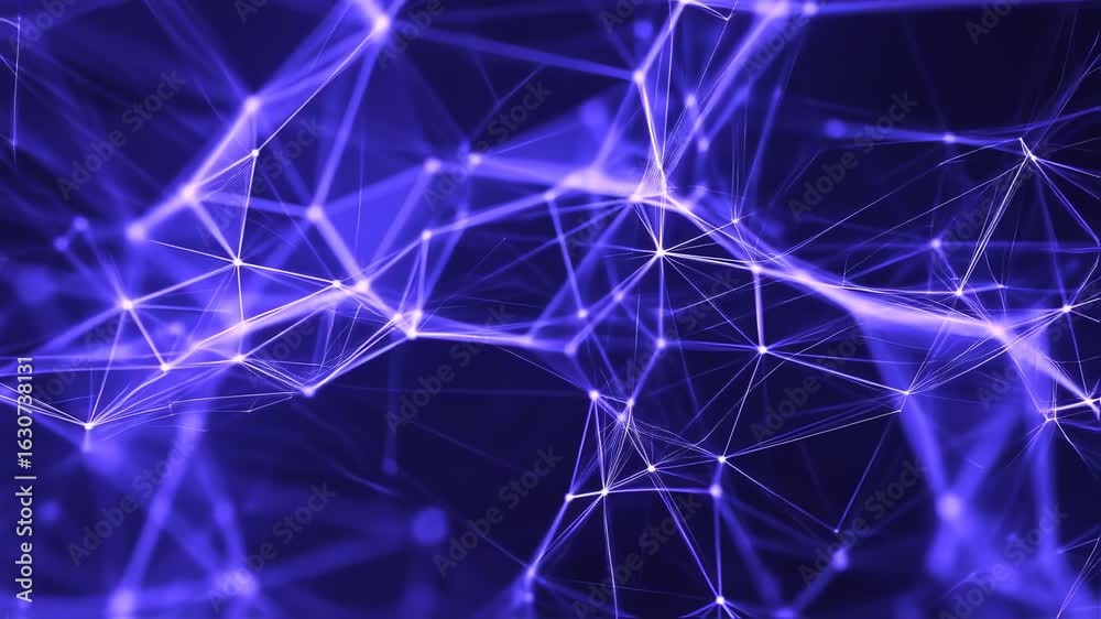 Wall mural dynamic purple network: abstract plexus motion background