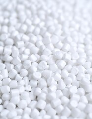 Close-up of white plastic pellets