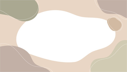 16-9 アースカラー、くすみ色のバルーン、モコモコのフレーム、テンプレート、背景素材2