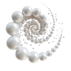 Obraz premium Luxury pearl necklace curled in spiral white background