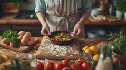 Preparing a fresh and wholesome meal, focusing on natural ingredients for a healthy cooking experience.