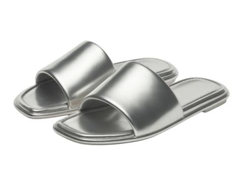 Stylish Silver Slide Sandals for Women
