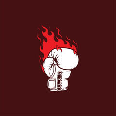 Hot Burn Fire Boxing Glove Simple Creative Design Template Logo