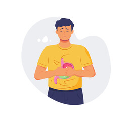 vector style illustration of a sickness - Gastrointestinal Disturbance.