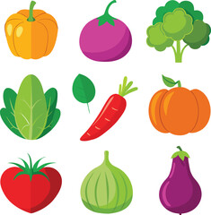 Vegetable icon illustration set bundle vector with white background