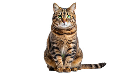Obraz premium Majestic bengal cat with striking green eyes sits proudly against a black background
