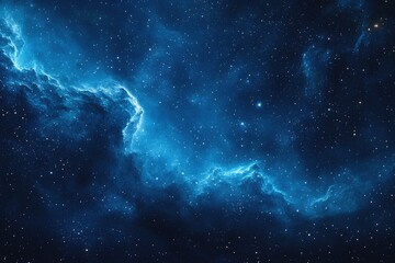 Fototapeta premium Starry sky background, blue night sky full of stars, glowing stars in the dark space, starry background, dark night, stars in the distance, starlight, dark background with a blue glow, night sky. 