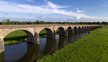 Fototapeta premium Historic stone arch bridge over river