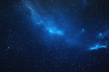 Obraz premium Starry sky background, blue night sky full of stars, glowing stars in the dark space, starry background, dark night, stars in the distance, starlight, dark background with a blue glow, night sky. 