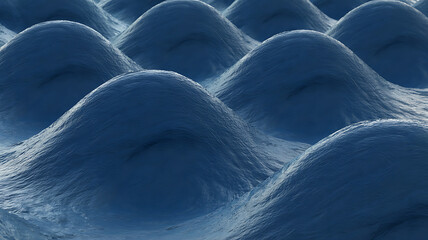 Fototapeta premium Blue snow mounds, sculpted into a repeating pattern. 