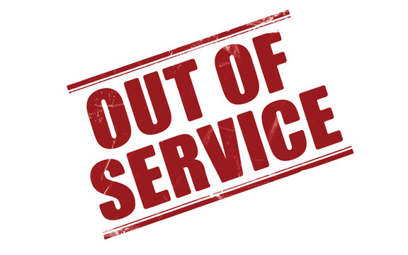 Red out of service stamp with diagonal lines