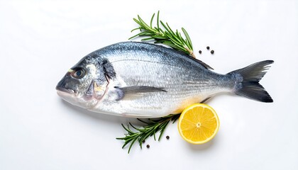 Fresh fish, lemon, and rosemary