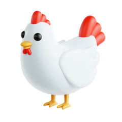White Hen with Red Comb and Yellow Beak
